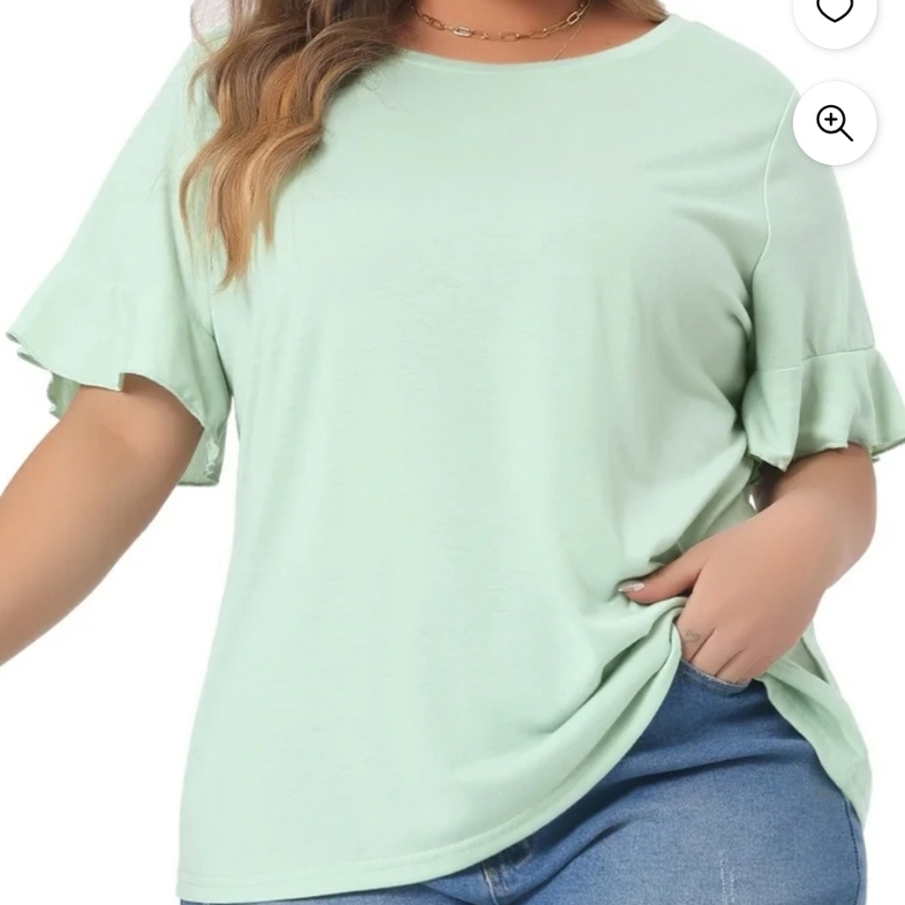 Agnes Orinda Aqua Short Flutter Sleeve Blouse. NWT